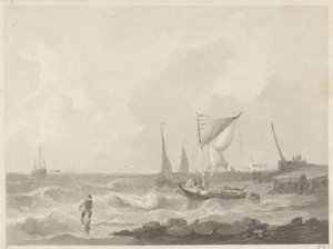 港頭の漁船 作： Willem Hendrik Hoogkamer