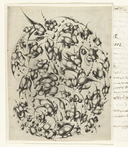 様式化された花と葉を持つゴールドスミスのブーケ Looff-werck Boeck Seer Constich Geteijckent (シリーズタイトル) 作： Willem Hondius