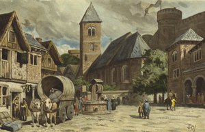 ストリートシーン、10世紀のオランダ 作： Willem II Steelink