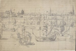 コペンハーゲンレッド1658のオランダ艦隊 作： Willem I van de Velde