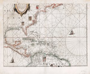 オセアニア・セプテントリオナル諸島のアメリカ大陸と隣接する陸地。LOC 2003630536 作： ウィレム・ヤンスーン・ブラウ