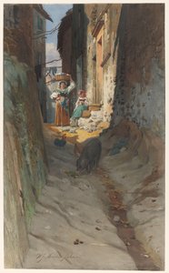 Rocca di Papa の小さな通りの眺め 作： Willem Johann Martens