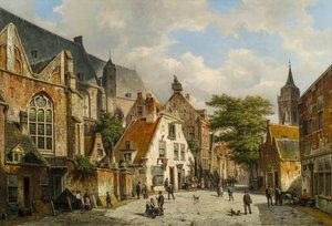19世紀の夏のオランダのストリートシーン 作： Willem Koekkoek