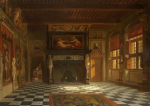 アントワープの市庁舎市庁舎の結婚式場、1852年。 作： Willem Linnig the Elder