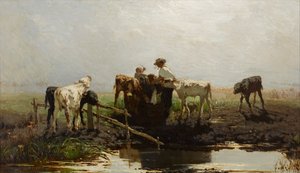 谷の子牛 作： Willem Maris