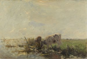 水たまりの牛 作： Willem Maris
