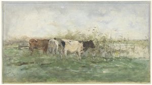 水たまりの牛 作： Willem Maris