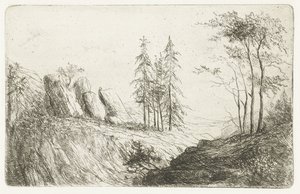木のある山の風景 作： Willem Matthias Jan van Dielen