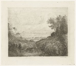 谷への道のある丘陵の風景 作： Willem Matthias Jan van Dielen