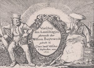 タイトルページ、『Verscheyden Landtschapjes 様々な小さな風景』より、プレート1、1616年頃。 作： Willem Pietersz. Buytewech