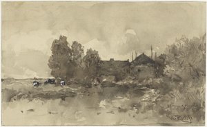 農場のある風景 作： Willem Roelofs (I)