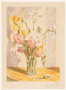 花瓶のチューリップと水仙 作： Willem Roelofs (II) (signed by artist)