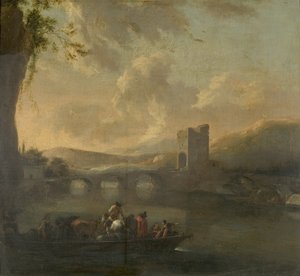 川を渡るフェリーボート、1640年頃（パネルに置かれたキャンバスに油彩）