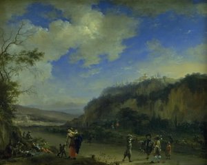 ポール・モールで遊ぶ紳士のいる風景 作： Willem Schellinks