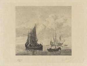 穏やかな海の帆船 作： Willem Steelink (II) (signed by artist)