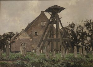 ジートホルンの教会と鐘楼（油彩、キャンバス、パネル） 作： Willem Tholen