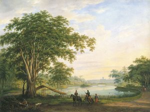 Buitenzorgの総督の古い宮殿の庭園の正面 作： Willem Troost