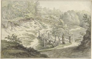木製の橋のある砂丘の風景 作： Willem Uppink