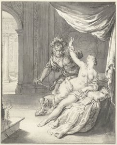 タルクィニウスがルクレティアを脅す 作： Willem Van Mieris