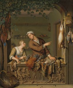 家禽の売り手 デ・ポエリエ 作： Willem Van Mieris