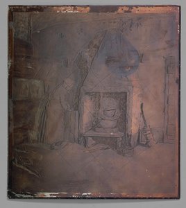 暖炉のそばで女性とインテリア 作： Willem Witsen (possibly)