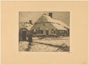 エーデの道路の雪に覆われた家 作： Willem Witsen (signed by artist)