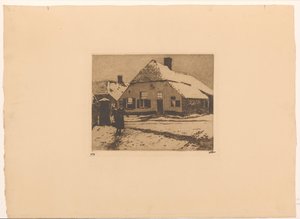 エーデの道路の雪に覆われた家 作： Willem Witsen (signed by artist)