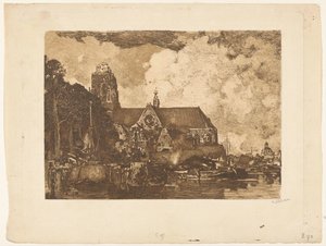 ドルドレヒトの大教会の眺め 作： Willem Witsen (signed by artist)