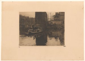 アムステルダムのモンテルバーンストーレンの陸橋の眺め 作： Willem Witsen (signed by artist)