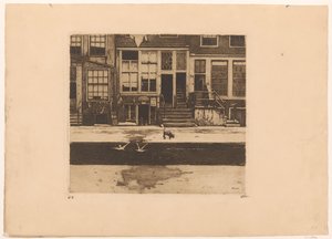 アムステルダムのカナルハウスの眺め 作： Willem Witsen (signed by artist)