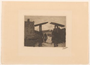 アムステルダムのザントフックにある跳ね橋 作： Willem Witsen (signed by artist)