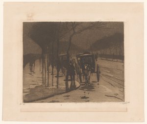 ロンドンのビクトリア堤防で待っている馬車