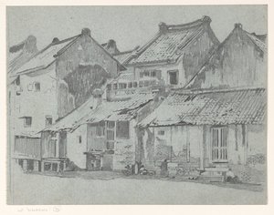 バタビアの川沿いの家屋の背面ファサード 作： Willem Arnoldus Witsen