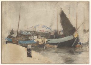 係留バージ 作： Willem Arnoldus Witsen