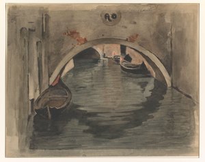 ヴェネツィアのアーチ橋の下を見る