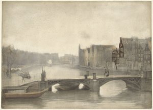 霧の中のビネン アムステルの眺め 作： Willem Arnoldus Witsen