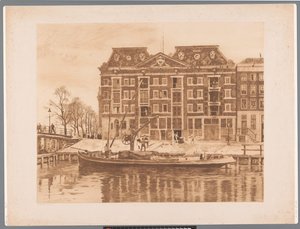 Oudeschans から見た WIC 倉庫のファサードのビュー 西インドの家（原題） 作： Willem Arnoldus Witsen