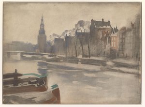 Montelbaanstoren の Oude Schans の眺め 作： Willem Arnoldus Witsen