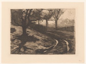 木とフェンスのある風景 作： Willem Arnoldus Witsen