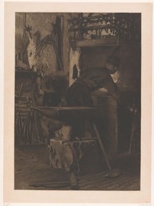 Wijk bij Duurstede の鍛冶屋の火のそばの鍛冶屋 Forge with fire (Jan) (原題) 作： Willem Arnoldus Witsen