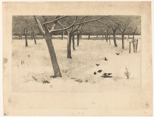鳥のいる雪の果樹園 作： Willem Arnoldus Witsen