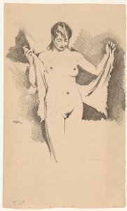 立っている裸の女性が体を乾かしている 作： Willem Arnoldus Witsen