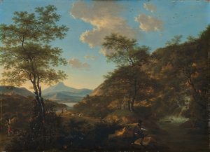 素描家のいるイタリアの風景 作： Willem de Heusch