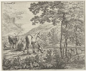 ラバとヤギのいる風景 作： Willem de Heusch