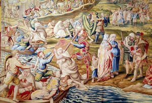 皇帝カール 5 世によるチュニスの征服: 1535 年にスペイン軍によって女性に加えられた暴力 (タペストリー) 作： Willem de Pannemaker