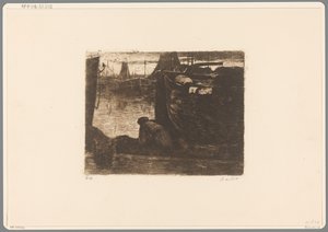 港の岸壁の男 波止場で（原題） 作： Willem de Zwart (signed by artist)