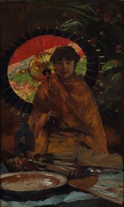 日本のパラソルを持つ少女、1899年頃