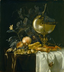 ノーチラスカップのある静物 作： Willem van Aelst