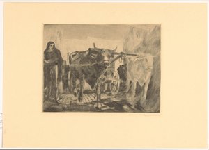 荷馬車に牛二頭 牛車（原題） 作： Willem van Konijnenburg (signed by artist)