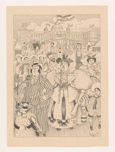 スヘフェニンゲンのビーチで水浴するユダヤ人の風刺画